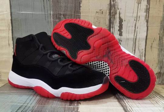 Air Jordan 11 Black Red Suede Men's Basketball Shoes-02 - Click Image to Close
